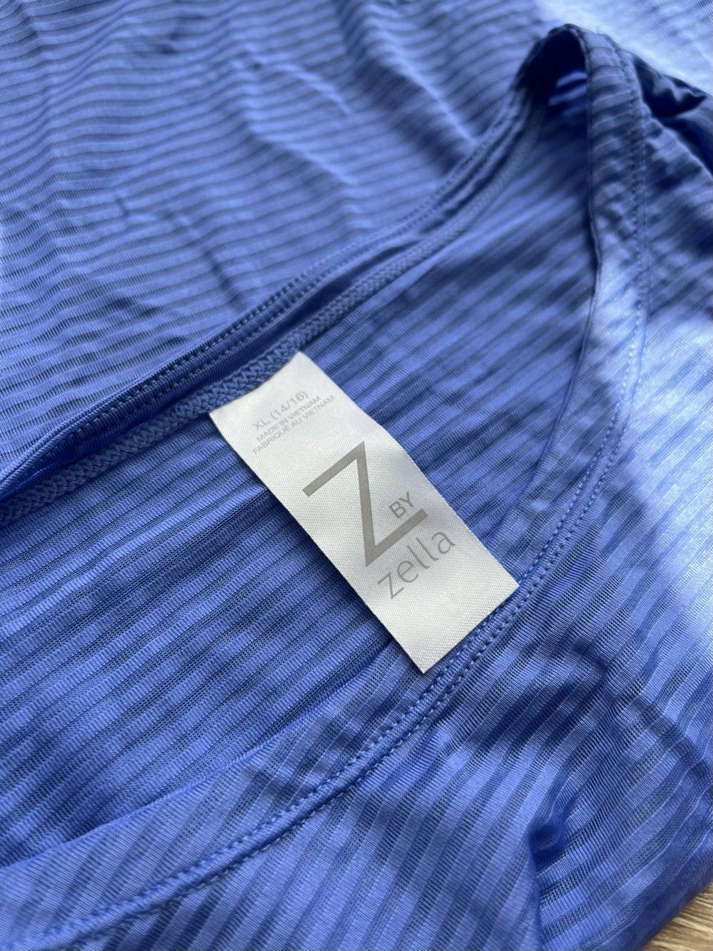 Z by Zella Periwinkle Mesh Stripe Short Sleeve Crop Workout Top XL - Picture 8 of 9